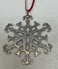 JH Breakell 925 Silver 2003 Rhode Island Snowflake Ornament Anchors Christmas picture