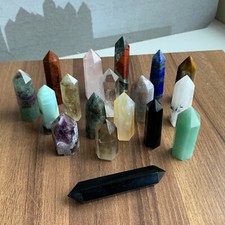 send randomly 18pcs a lot Natural quartz obelisk crystal wand point healing picture