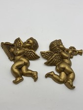 Vintage Musical Cherub Angel Wall Hangers Set of 2 MCM 1960s-70s picture