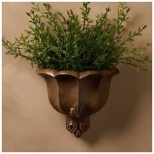 Antique-Brown Patina Hanging Wall Pocket Rustic Vase Sconce Wall Planter  5.13