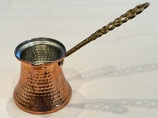 Vintage Hand Hammered Copper Turkish Coffe Pot Brass Handle picture