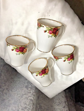 Royal Albert Old Country Roses Set of 4 Coffee Mugs 4.25 Tall England picture