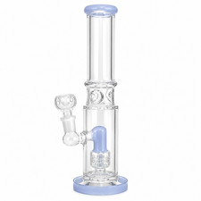 Light Blue Accent Straight Tube Glass Water Pipe Ice Catcher 14mm - 8.5 inch picture
