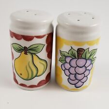 Ceramic Fruit  Salt and Pepper Shakers Cherries Grapes Peaches and Pears picture