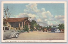Postcard Entrance to Bright Angle Lodge Grand Canyon National Park Arizona c1946 picture