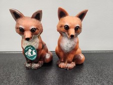 Lot of (2) Vtg Artline 90's Fox Figurines Resin Wildlife Art Line Decor ~ Good picture