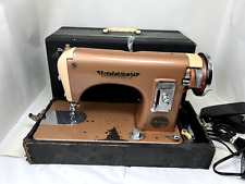 Vintage Rodney Deluxe Sewing Machine Metal with Wood Case and Foot Petal picture