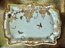 Antique Hand Painted TS Nippon Porcelain Vanity Tray Gold Moriage Wisteria Japan picture