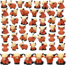 50 Pcs Mini Resin Highland Cow Figurines Bulk Mini Cow Figurines Cute Resin Mini picture