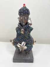 Namji african fertility doll hand carved wood w/ beads 7