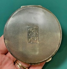 Antique Hallmarked British Monogram Engraved JER Silver Compact  Mirror 77g picture