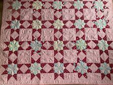 Vintage 1960s handmade hand sewn vintage girls quilt, super cool fabric 72x59 picture