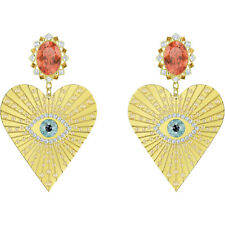 Swarovski Gold Plated Lucky GoddessClip Earrings Heart #5464131 NIB $169 picture