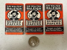 3 Vintage 1930s Sir Walter Raleigh Gummed Cigarette Rolling Papers B&W Tobacco picture