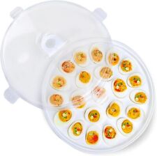 Round Deviled Egg Platter and Carrier with Lid - 22 Egg Slots  picture