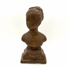 Vtg Houdon Bust of Louise Brongniart French Girl Terracotta Sculpture 10 X 4.5in picture