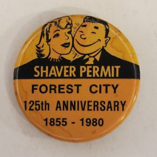 Vintage 1980 Shaver Permit Forest City IA Iowa 125th Anniversary Pinback Button picture