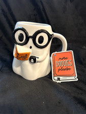 Sunday Morning Ceramics Ghost Reading Book Coffee Halloween Coffee Mug New picture