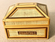 VTG Bahamas Straw Weave Bamboo Trinket Jewelry Box Red Velvet Lined⁠ picture