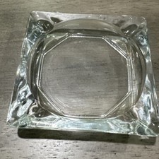 Clear Glass Small Ashtray Vintage MCM  3.5