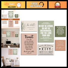 Set of 6 Framed Inspirational Christian Bible Verse Wall Decor Art Prints picture