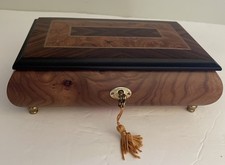 Classic Style Burl-Elm with Rosewood/Walnut Border Musical Jewelry Box picture