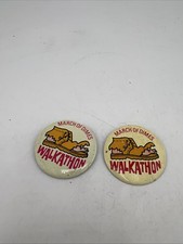 Vintage March of Dimes Walkathon Walk a Thon Boot Tab Top Pin 2 Qty picture
