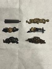 Antique Japanese Menuki 6pc Set Dragon Arrow Tea Utensil Edo Meiji picture