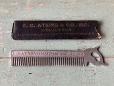 Antique E. C. Atkins & Co Indianapolis Saw Advertising Mustache Comb in Case picture