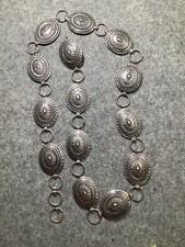 Navajo Sand Cast Sterling Silver Concho Unisex Belt picture