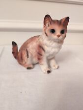 Vintage LEFTON Orange Long Hair Tabby Cat Figurine #H6364 5” Tall picture