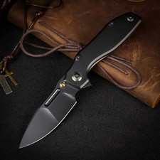 REMETTE TwoFace Folding Knife 3″ Bohler M390 Steel Blade Black Titanium Handle picture