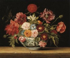 Oil painting Beautiful flowers still life-Bowl-With-Flowers-Jacques-Linard picture