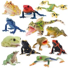 Toymany Frog Toy Figures, Plastic Rainforest Woodland Animals Toy Frogs Set picture