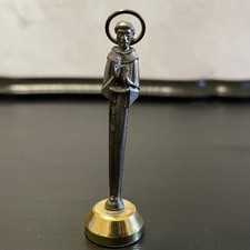 Vintage Saint Francis of Assisi Miniature Figurine Metal Religious Statue 3.5