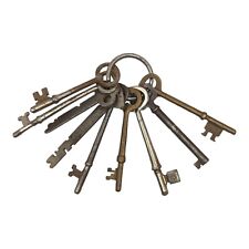 Vintage Skeleton Keys Ring Lot of 9 Lock Rustic Farmhouse Cottagecore picture