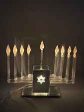 Vintage Ben Ari Arts Lucite Electric Menorah Chrome Star of David Mid Century NY picture