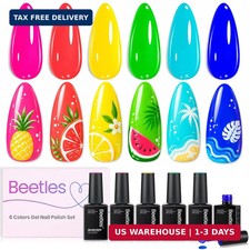 Beetles Neon Gel Nail Polish - Dreamy Summer Nails Art, 6 Colors Hot Pink Blue Y picture