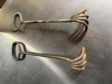 Antique hardware store blacksmith forged nail rake garden hand cultivator tool picture