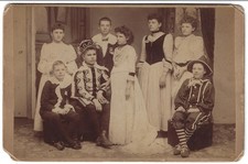 Boys Girl Costume Dance in School Cantata Antique Cabinet Photo Stage Theater picture