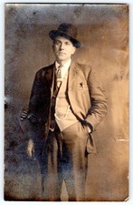 1912 RPPC DAPPER GENTLEMAN from HINTON WEST VIRGINIA to PEMBERTON WV POSTCARD picture