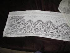 Vtg Ivory Lace Crocheted Valance Curtain 72x18 picture