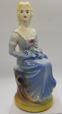 VTG Victorian Colonial Lady in Blue Dress Seated Statue Figurine 6.5