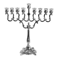 Ner Mitzvah Silver Plated Candle Menorah, Fits All Standard Hanukkah Candles ... picture