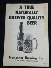 Horlacher Beer Advertising Poster Sign Allentown Pennsylvania Vtg 20