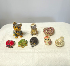 Lot of 8 Jeweled small Animal Trinket/pill  Boxes  picture