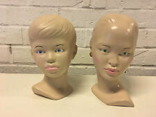 Vintage Holland Mold Pair of Ceramic Busts of Young Boy & Girl / Woman picture
