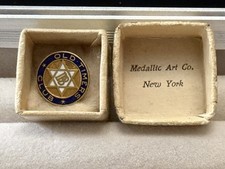 Antique Old Timers Club Enamel Lapel Pin w/ Box Medallic Art Co NY picture