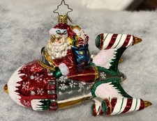 Christopher Radko FULL SPEED AHEAD Space Santa Rocket Ship Christmas Ornament picture