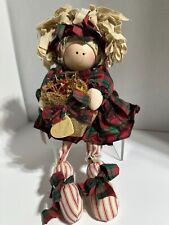 Vintage Karla's Kreations Curly Hair Block Doll Santa's Helper Rare Find picture